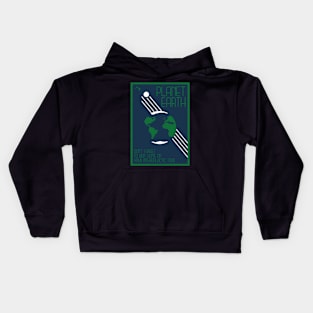 Art Deco Space Travel Poster - Earth Kids Hoodie